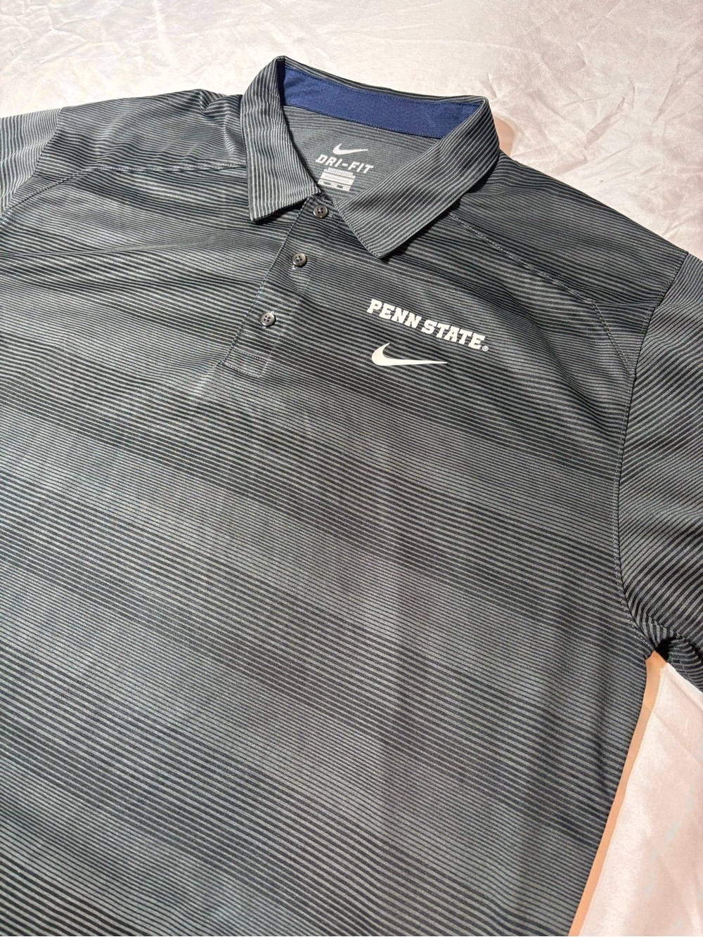 Nike Penn State Polo Mens 2XL Double XL Dri Fit Gray Sideline Coaches Shirt